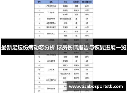 最新足坛伤病动态分析 球员伤情报告与恢复进展一览